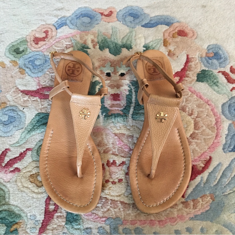 Tory Burch Britton Leather Thong Flat Sandals Sz 9.5